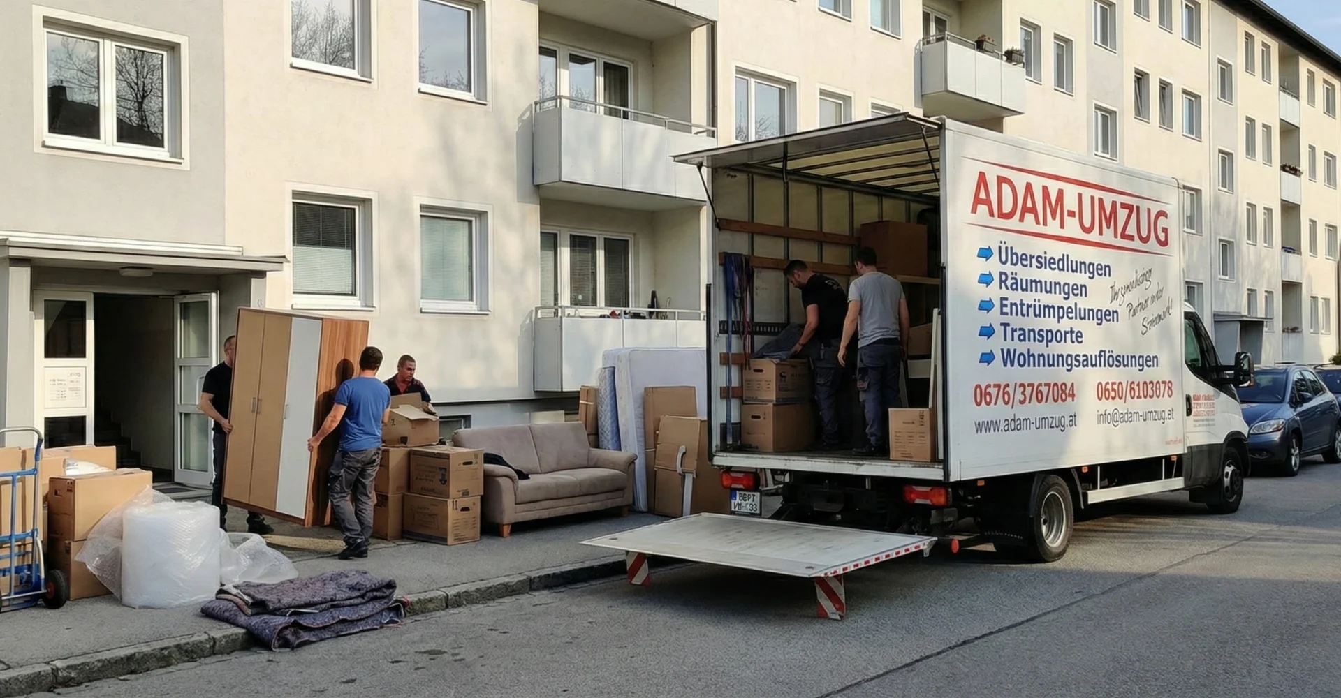 Das eingespielte ADAM-UMZUG Team bei einem Umzug